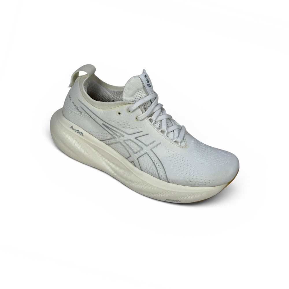 Asics Gel Nimbus 25 Running Shoes Womens 9 White Silver 1011B547 102